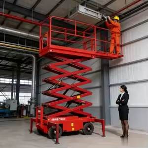 Hydraulic boom lift positioned for elevated site work