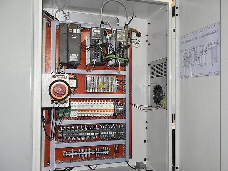 White Dream fully custom electrical panel with open cabinet showing bespoke wiring
