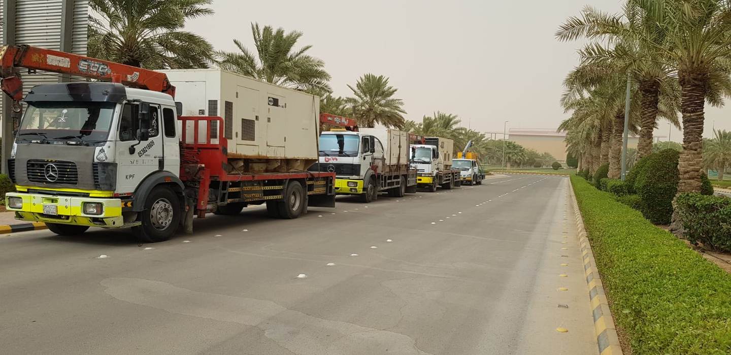 White Dream heavy haul trailers transporting generators