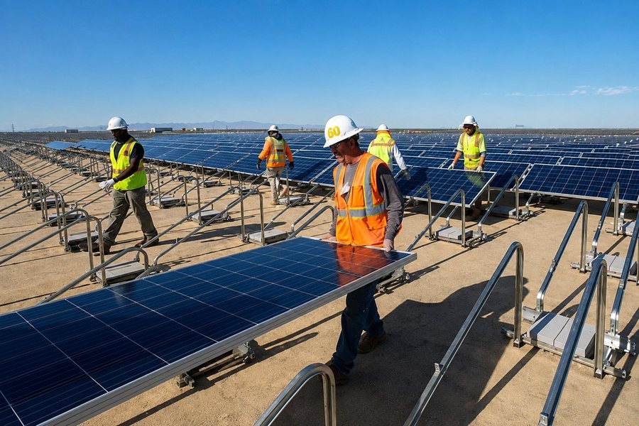 White Dream solar and hybrid power supporting a construction project